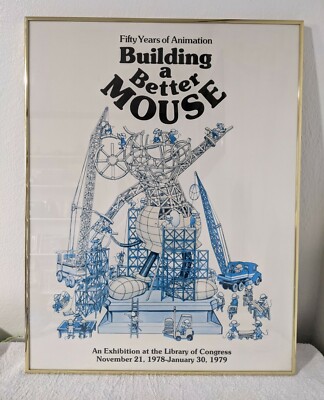 Vintage 1978 Poster Fifty Years of Animation Building A Better Mouse Framed 