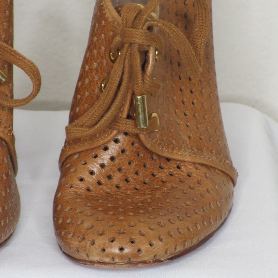 Tacones de cuña para mujer Tory Burch Victor perforados con cordones de 3,9" marrón 5 1/2 M B29 Foto 3 de 4