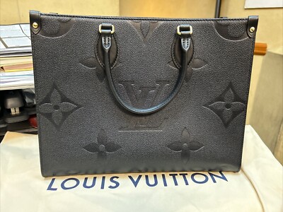 Louis Vuitton Monogram Empreinte Onthego MM Black Leather Tote Handbag M45595