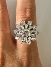 Gorgeous 1 CT Round  Tapered Baguette Clear CZ 925 Silver Ring Size 6