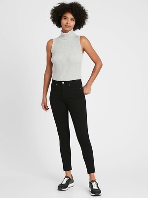 Jean Skinny Noir Taille Haute Banana Republic - Fente Cheville - Taille 27/29 - Neuf Avec Étiquettes