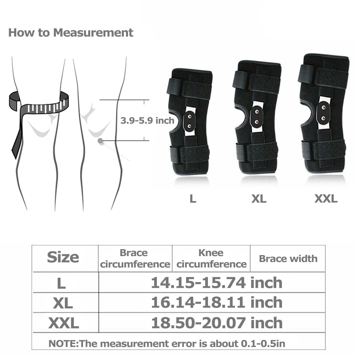 Knee Brace Hinged Compression Sleeve Joint Support Open Patella Stabilizer Wrap