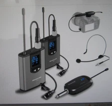 Dual Channel Wireless Lavalier Microphone System Volume Control iPhone Podcast