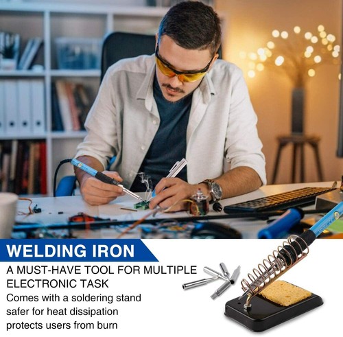 ✅ Saldatore Kit 24 Pezzi 60W Saldatura a Stagno Elettrica 5 Punte professionale - Foto 5 di 9