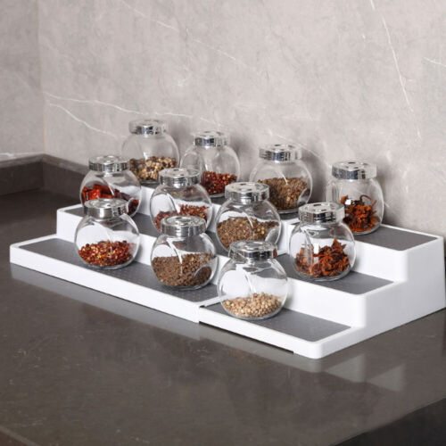 3 Tier Shelf Spice Jar Rack Storage Holder Extendable Kitchen Cupboard Organiser - Picture 3 of 11