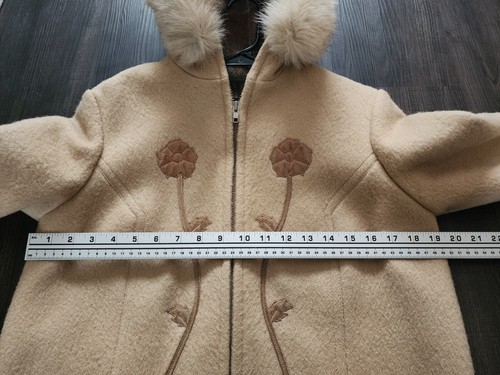 Vintage Wool Parka Fox Fur Hood 1950's Girls Size 10 Medium Embassy Furs Canada - Picture 5 of 11