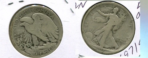 1917 D OBVERSE WALKING LIBERTY SILVER HALF DOLLAR FINE RIM NICKS 6971S