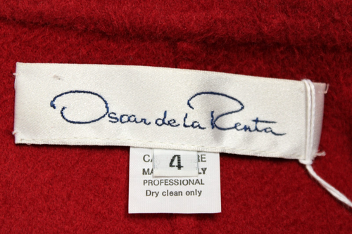 OSCAR DE LA RENTA Vintage Scarlet Red Cashmere Woven Double Breasted Jacket 4 - Picture 5 of 7