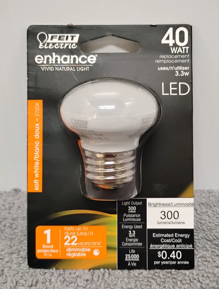 11 NEW Feit Electric BPR14DMN/927CA 120V 3.3W 2700K 300 Lumens LED Light Bulbs. - Image 3 of 4