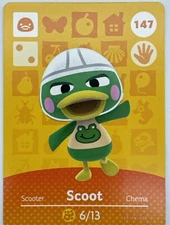 SCOOT 147 Animal Crossing 2016 Series 2 AUTHENTIC Nintendo Amiibo Card MINT