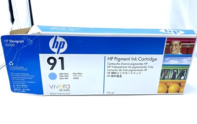 New Genuine OEM HP 91 C9470A Light Cyan Pigment Ink Cartridge | eBay
