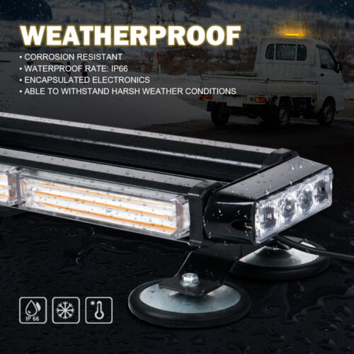 Barra de luz estroboscópica LED Xprite ámbar techo doble lado intermitente advertencia de emergencia - Imagen 4 de 7