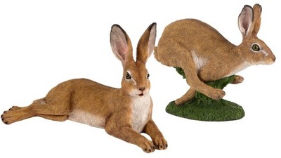 Hase Ornament Harz Garten oder Haus Figur Statue liegend oder laufend