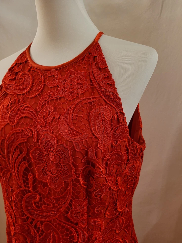 Gr 42 Debenhams Designer Spitzen Kleid Rot 2-lagig sehr schön Maße beachten! - Bild 2 von 4