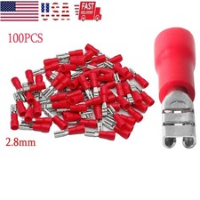 100PCS 22-16 GA Vinyl Red Quick Disconnect Female Terminal Wire Connector .110