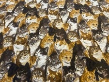 3ft x 2ft of Cats Feline Kitten all over Print Fabric David Textiles