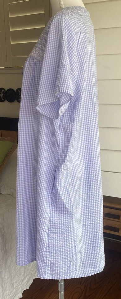 Croft $ Barrow Lavanda SEERSUCKER HOUSE VESTIDO BATA 1X PLUS Bolsillos con Cremallera Completa Foto 2 de 4
