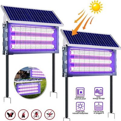 2X Solar Bug Zapper Outdoor 4500V Rechargeable Mosquito Killer&Fly Zapper Garden