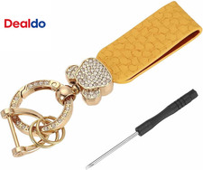 Car Key Chain Ring Clip Leather Key Fob Wristlet Keychain with D Ring  Keyring