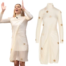 BURBERRY Unique Star-Motif Gathered Midi Dress Size UK 04/ XS NEW