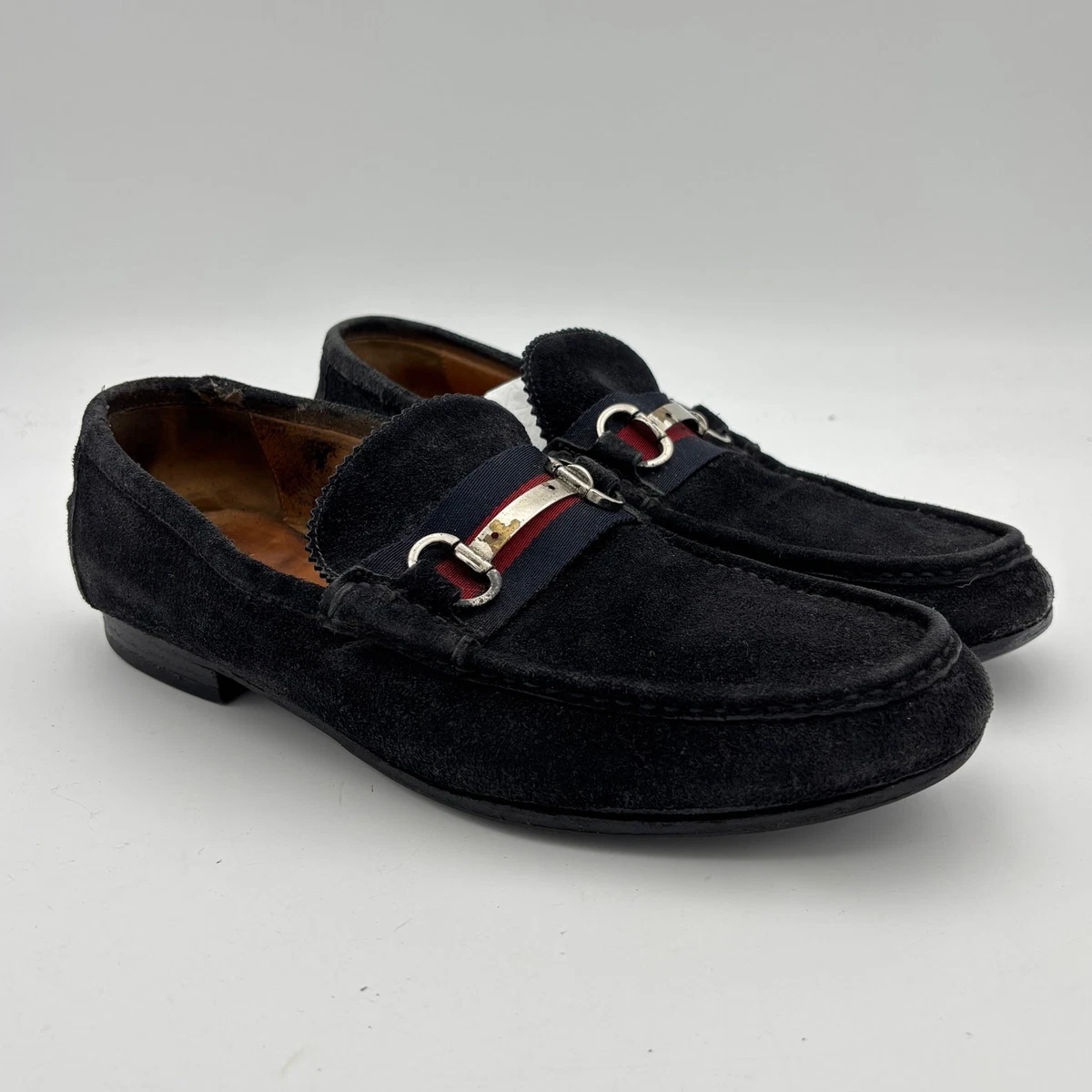 Gucci Men’s Black Suede Loafer Shoes Size 10 US Vintage Vintage Gucci Horsebit Loafers Green Leather Made In Brazil  main image 3
