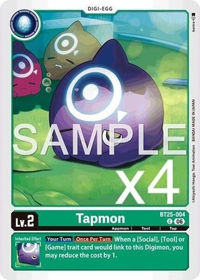 4X Digimon Card Game Tapmon BT25-004 Common NM