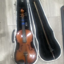4/4 Acoustic Violin 4-String Brown Varnish Chinrest w/ Hard Case Bow