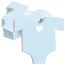 50 Pcs Die-Cut Light Blue Paper Baby Boy Shower Napkins, One Piece Outfit Design