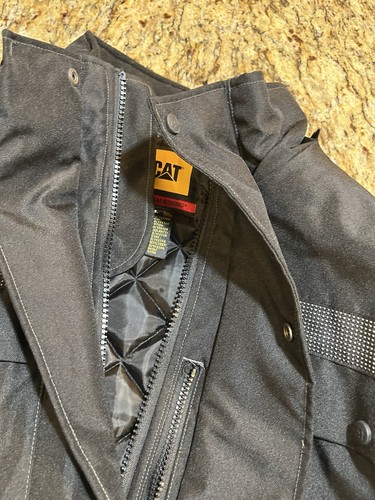 Caterpillar Mens Black Long Sleeve Hooded Full-Zip Parka Jacket Size Large - Picture 6 of 19