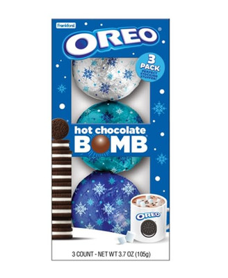 Oreo Hot Chocolate Bomb, Holiday Gift Set, 3 Count Stocking Stuffer, 3.7 Oz
