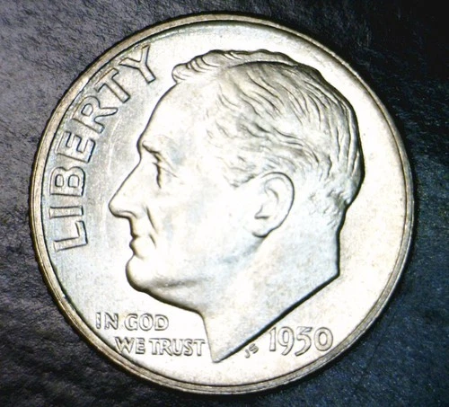 1950 BU+ / CH BU Roosevelt SILVER Dime NICE FLASHY Coin #PQ3   NR