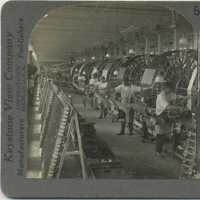 Drawing Warp in Silk Mill, c1910, Paterson, New Jersey, Industrial, Stereoview