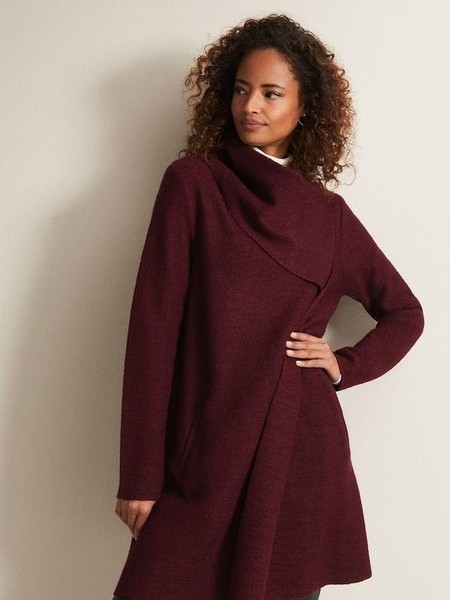 Women Phase Eight Coat Burgundy Wool Blend M