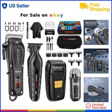 Men's Hair Clipper Set Stainless Steel Cordless Grooming Kit Adjustable Leve