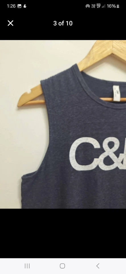 Camiseta sin mangas C&M Camilla and Marc Paz azul marino logotipo clásico talla 10 Foto 4 de 4