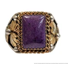 Vintage Sterling Silver Purple Gemstone Ladies Unisex Massive Ring