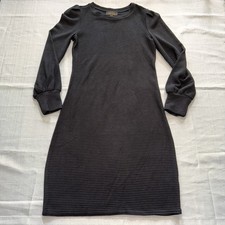Truth by Republic Dress Women's M Black Knit Patterned Shirt Dress Knee Length🔥