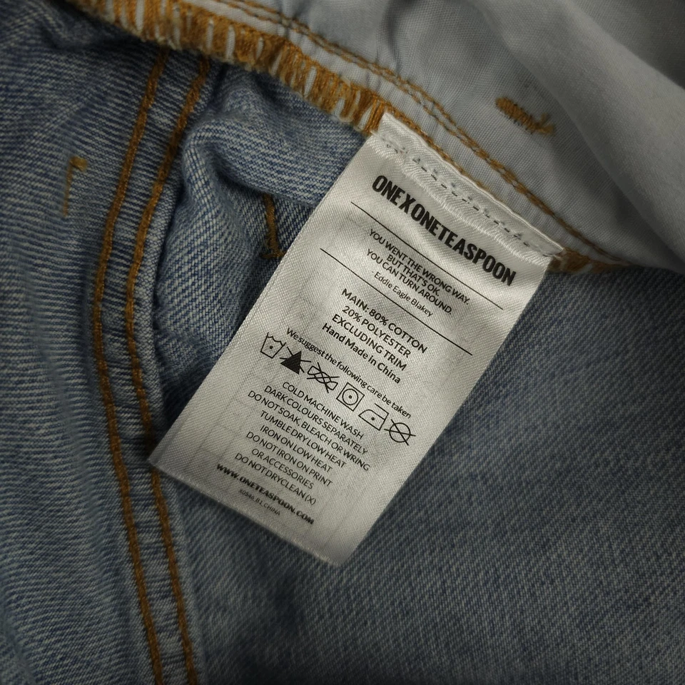 Pantalones de mezclilla One Teaspoon Johnnies para mujer 28 azules desgastados tiro bajo pierna ancha acampanada Foto 4 de 4