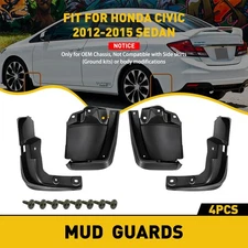 Splash Guards Front+Rear Mud Flaps 4Door For 2012 - 2015 Honda Civic Sedan Coupe