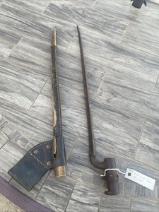 N Manchester ? Prest Musket Socket Bayonet 17” With Leather Scabbard And Frog