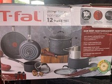 T-Fal Cookware Stone Force Nonstick Cookware Set 12 Piece See Photos