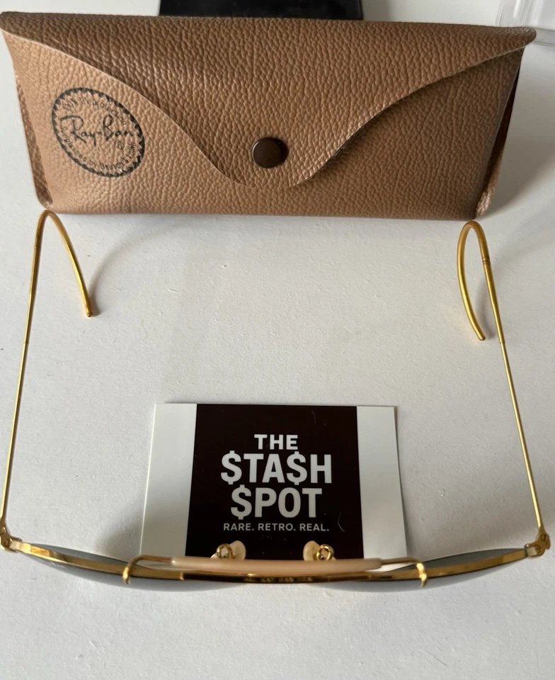 Auténtico B&L Ray-Ban Aviator EE. UU. Vintage Marco Dorado G-15 Cable Templos 58/14 Foto 3 de 4