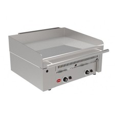 Plancha gaz lisse chromé (L) 650 mm, 2 zones, en inox