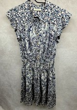 Love Stitch Cottage Core Peasant Dress Sz S Blue Floral Ruffle Tiered Boho