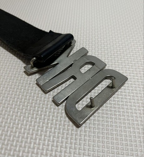 Dirk Bikkembergs Dark Buckle Belt 46 US 36 Leather Logo Casual Used - Picture 3 of 9