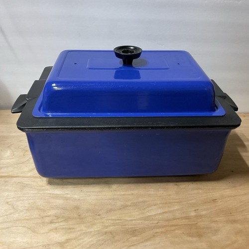 VINTAGE Nesco 4QT Non Stick Electric Roaster Oven Roasting Cooker Dark Blue - Picture 10 of 12