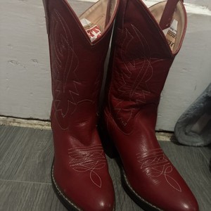 Old West Boots Girls 13 Red 8116 Childrens Leather Cowgirl Western