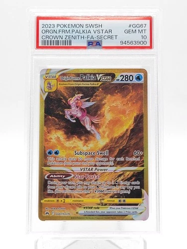 ORIGIN FORME PALKIA VSTAR 2023 POKEMON CROWN ZENITH #GG67 SECRET FA PSA 10 Q0895