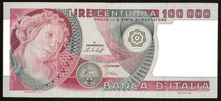 100000 LIRE PRIMAVERA DI BOTTICELLI 20 6 1978 SPL