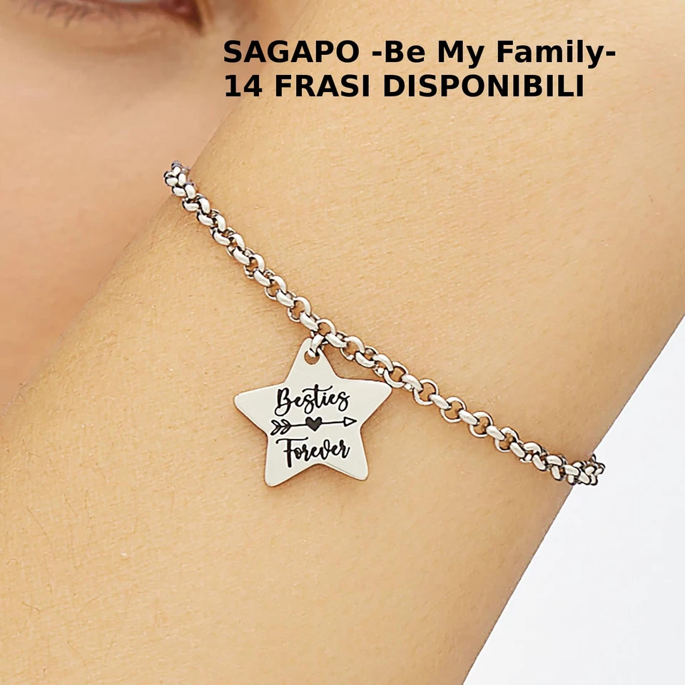 Bracciale Donna Sagapo Acciaio Amicizia Mamma Maestra Nonna Frase Cane Gatto - Immagine 2 di 3